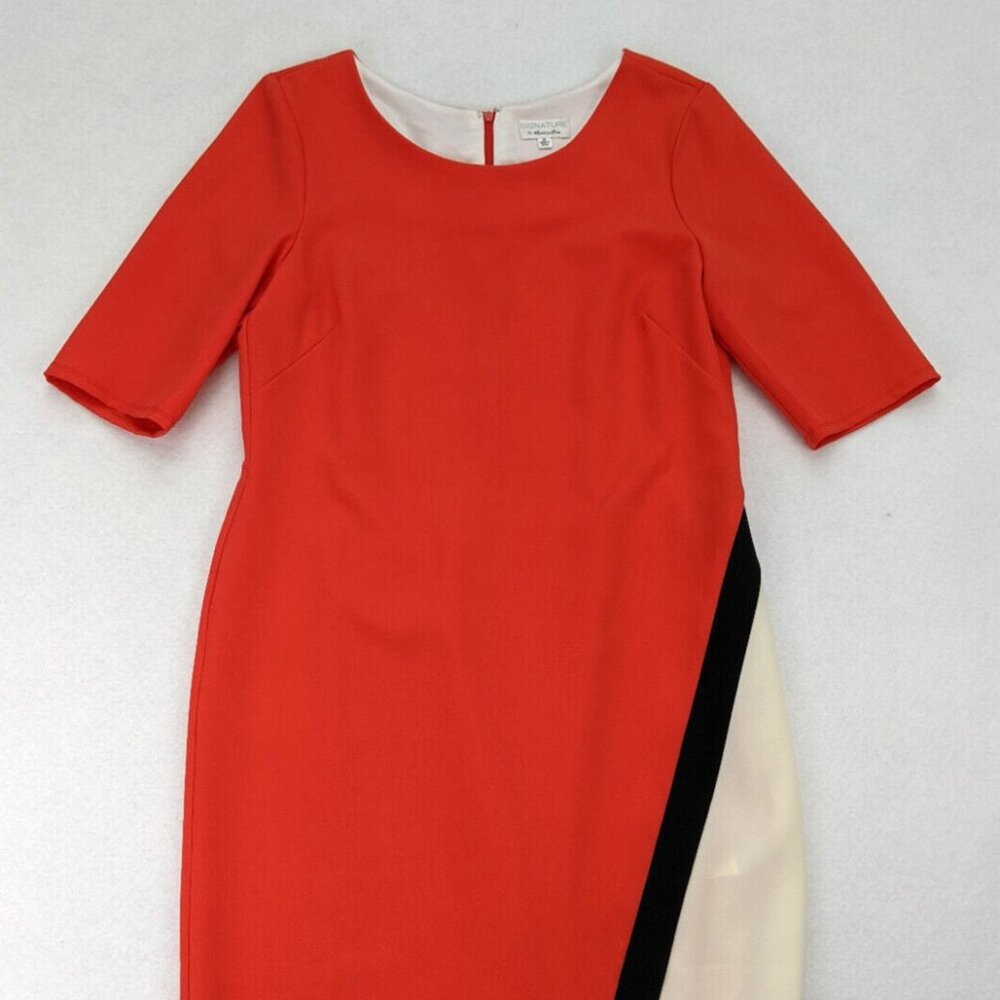 Signature by Robbie Bee Women's Dress Size 14 Orange Sheath